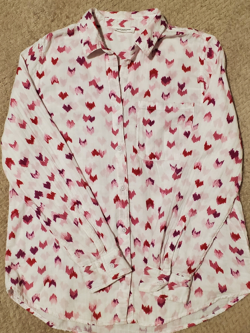 beachlunchlounge Pink and Magenta Heart-Print Kids Pajama Top